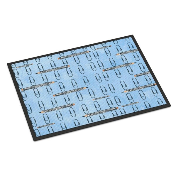 Carolines Treasures Watercolor Organized Paper Clips Blue Indoor or Outdoor Mat, 24 x 36 in. BB7540JMAT - main